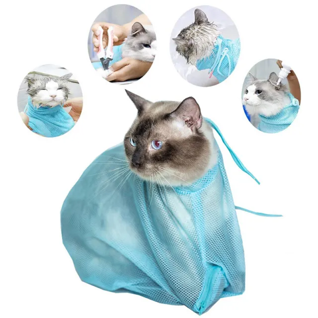 Mesh Pet Cat Grooming Restraint Bag For Bath Washing Nails Cutting Cleaning Bag