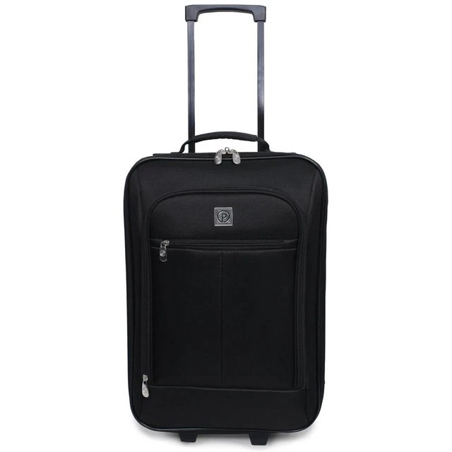 18'' Softside Carry-on Luggage Pilot Case With Wheels and Metal Handle, Black
