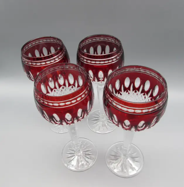 Waterford Crystal Clarendon - Ruby Hock Wine Glasses - Set of Four