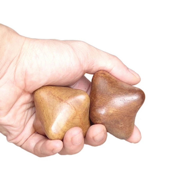 2x Hot Massage  Hand Palm Reflexology Relaxation Wood Wooden Star Tool#km
