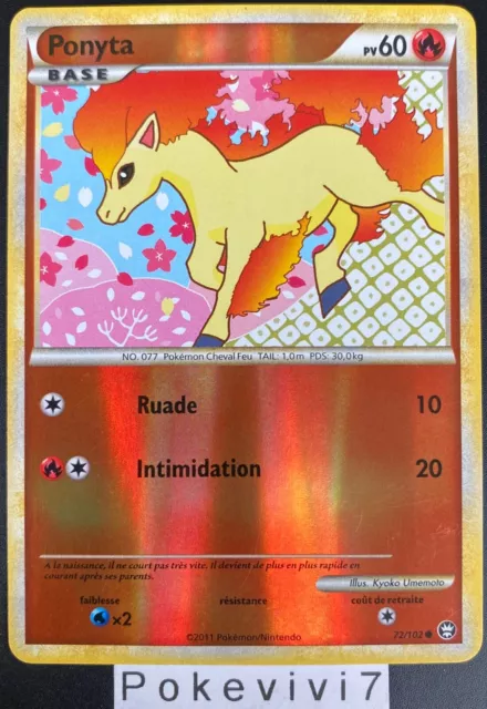 Pokemon Card PONYTA 72/102 Reverse HGSS FR USED