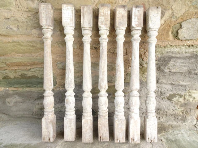 7 ANTIQUE 1880s PORCH BALUSTERS 23" TURNED SPINDLES ARCHITECTURAL SALVAGE
