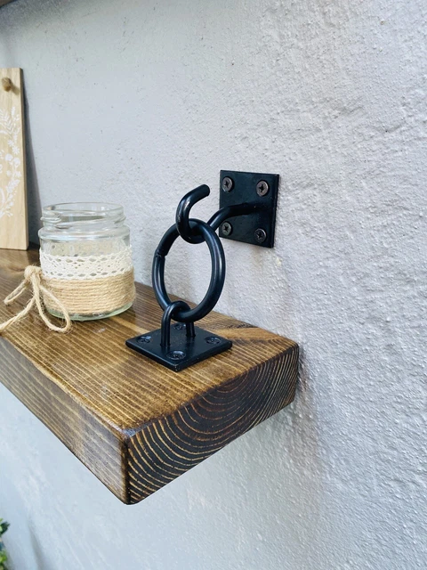 Rustic Floating Shelves Wooden Shelf Chunky Handmade Bespoke Wood with brackets