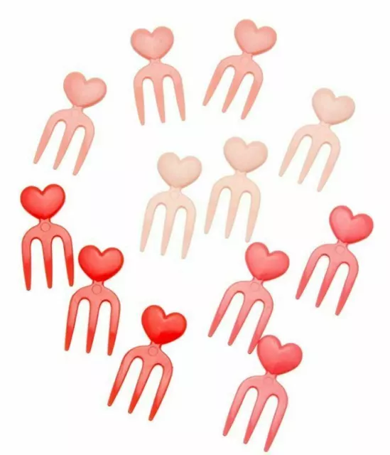 Torune Lunch Decoration Bento Accessory Food Forks Pick Pink Red Hearts 12 pcs