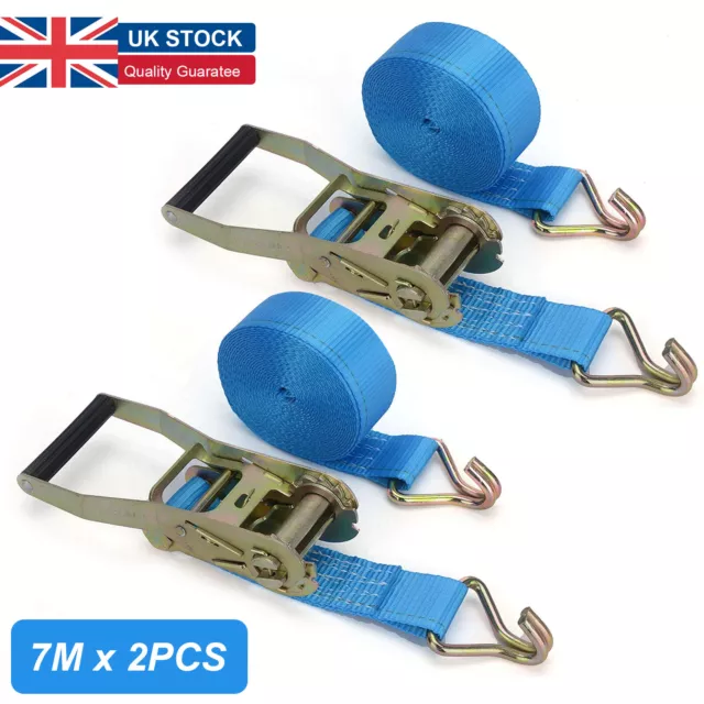 Ratchet Straps 7m x 50mm Pair of Heavy Duty Tie Down 2 Ton 2000kg Warrior