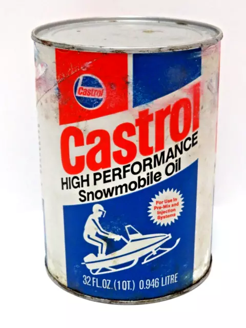 Castrol High Performance Snowmobile, 1 Quart Oil Can Part #413 Full NOS