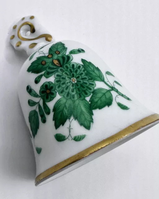 HEREND Hungary - Porcelain Bell “Apponyi” Green Floral Pattern 2