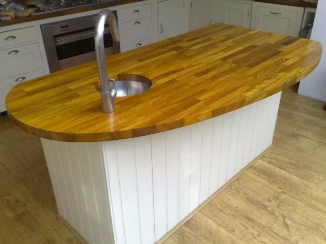 Solid Iroko Wood Worktop, 40mm staves, Dark Real Solid Wood Worktops!