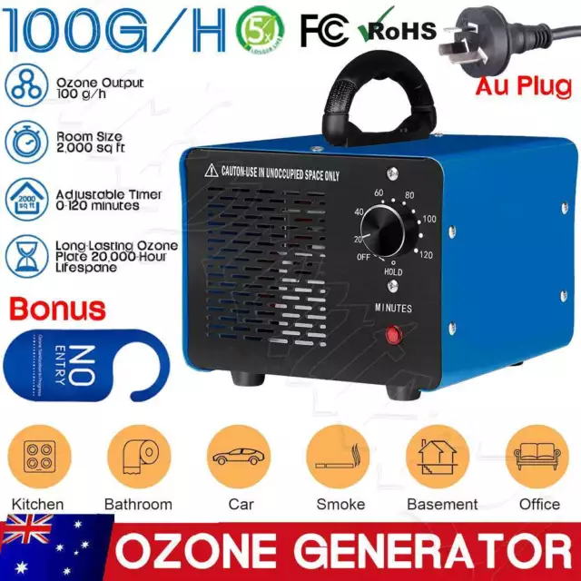 100G/H Ozone Generator Ozonator Machine Air Purifier Clean Deodoriser Ionizer