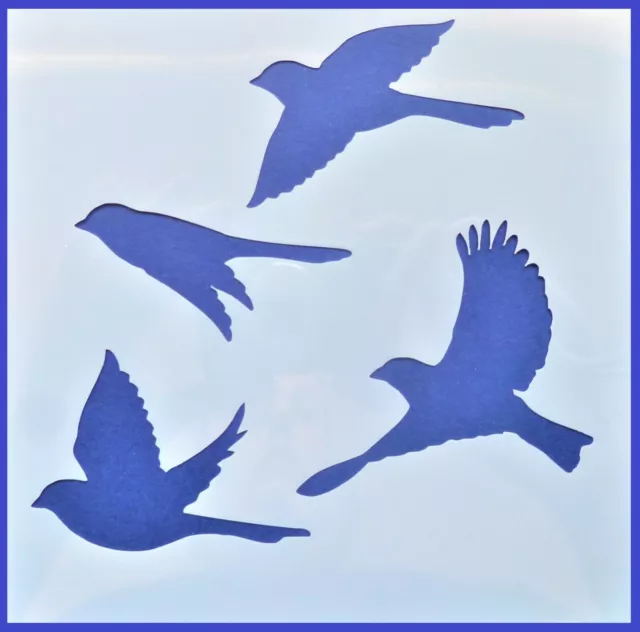 Flexible Stencil *FLYING BIRDS* Sparrow Swift Swallow Card Making 14cm x 14cm