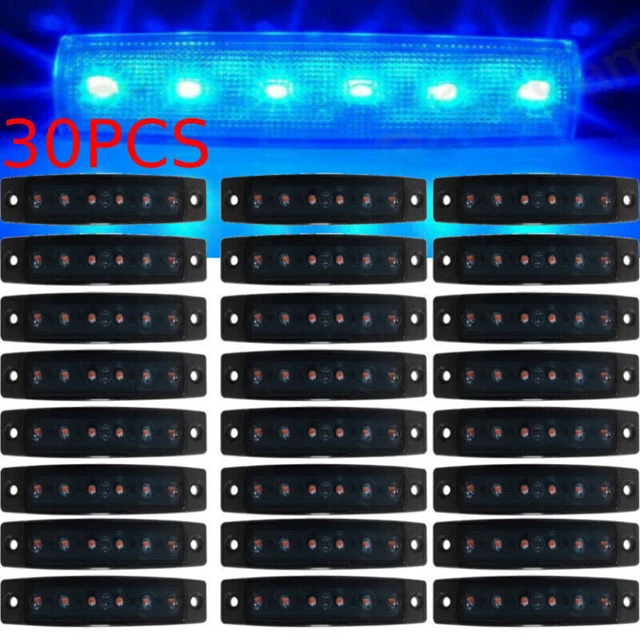30x Marine Boat 6 LED Lamp Cabin Deck Courtesy Light Stern Transom Lights Blue