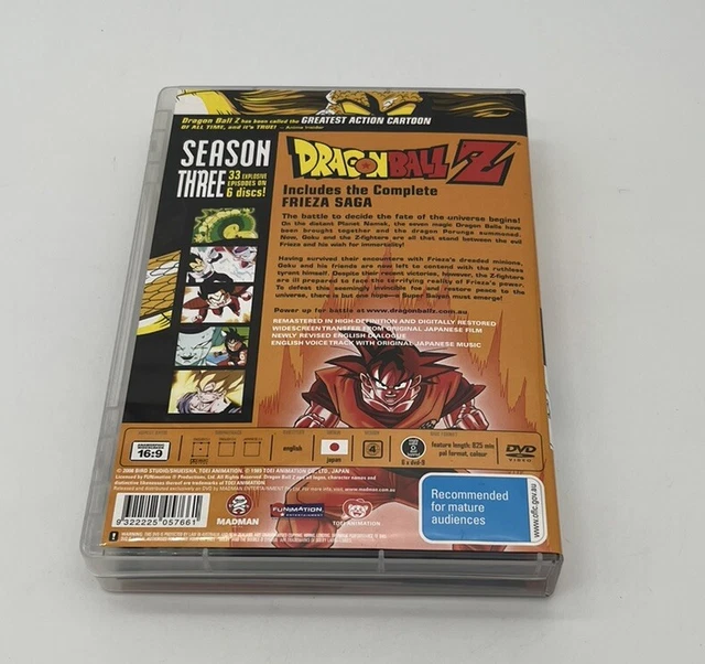 DRAGON BALL Z Season 3 Three Digitally Remastered DVD Madman $24.99