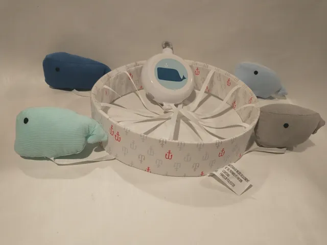 Target WHALES Anchors Nautical Musical Crib Mobile Brahm's Lullaby Battery Works