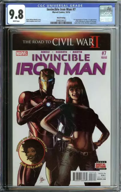 Invincible Iron Man #7 Cgc 9.8 White Pages // 1St Riri Williams Cameo 3Rd Print