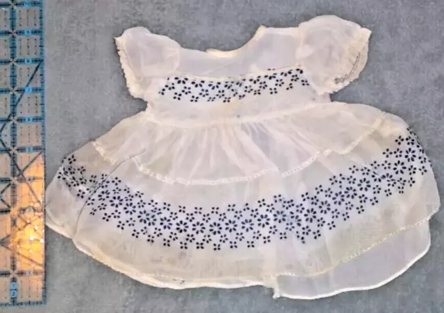 Perfect for Shirley Temple! Vintage White & Blue Floral Doll Dress  # 11