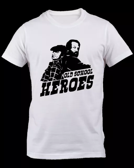 T-shirt BUD SPENCER e TERENCE HILL Old school heroes cotone bianca unisex film