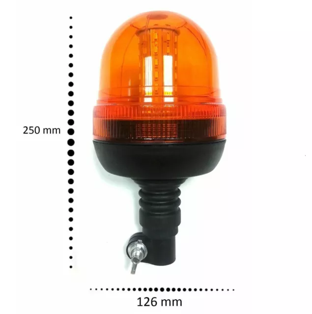 Set Led Beacon Warning Flashing Rotating Amber Flexible Din Pole Tractor Lights 2