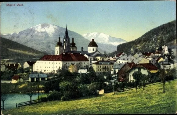 Ak Mariazell Steiermark, Blick auf den Ort, Kirche - 3202581