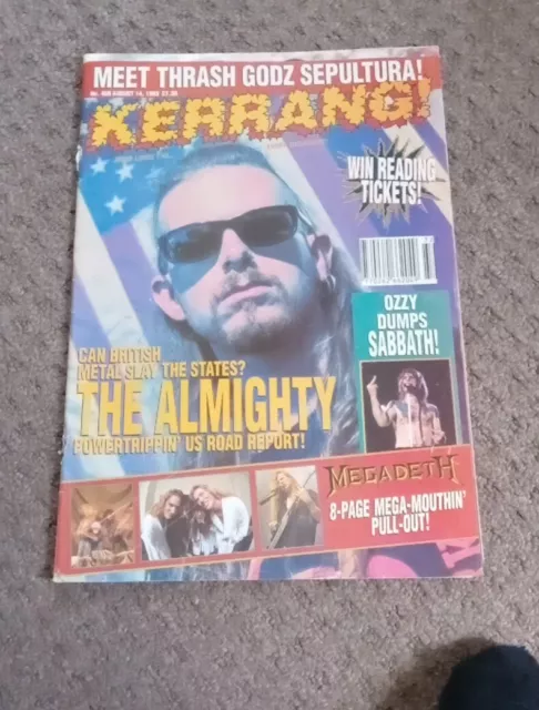 ALMIGHTY KERRANG NO.456 MAGAZINE AUG 14 1993 very rare with megadeth pull out Uk
