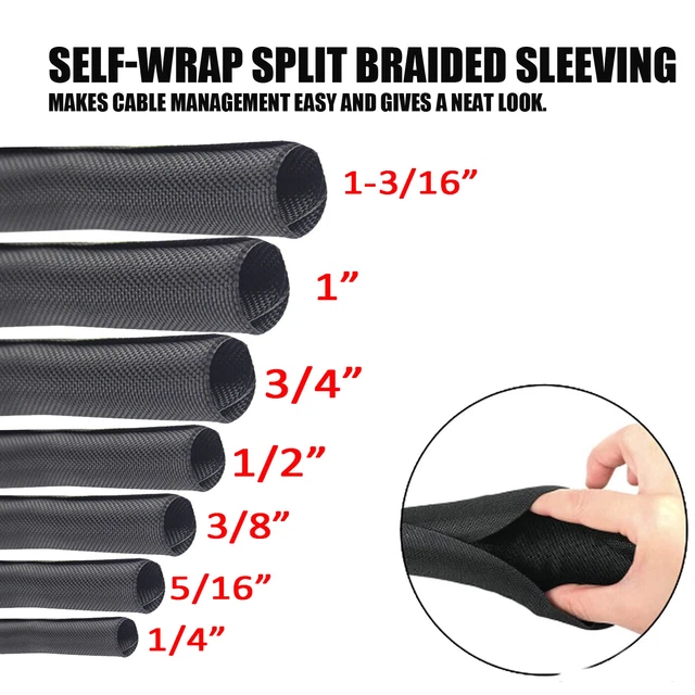 Electric Auto Cable Cord Protector Self-wrap Around Split Braided Cable Sleeving