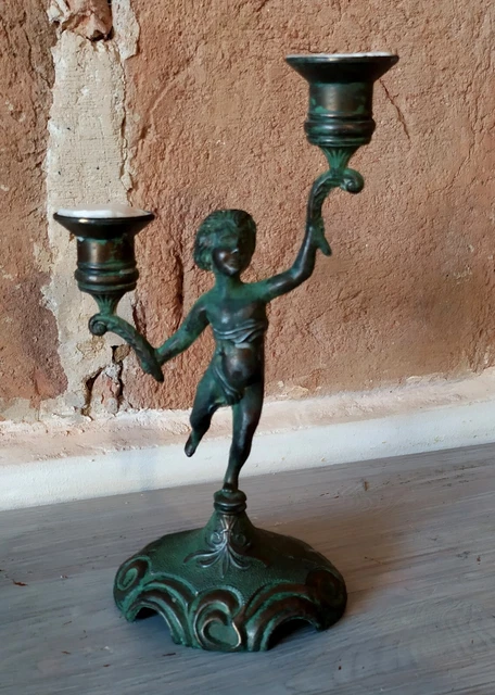 Bougeoir flambeau/Angelot/Putti/Chérubin/cuivre/bronze détailsen