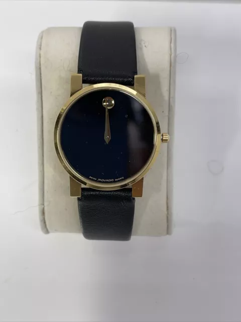 Orologio Movado Uomo Museo Classico Quadrante Nero Pelle Nera 0607314 Testato Lavorazione