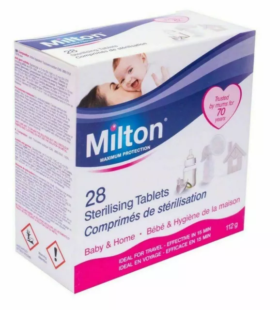 2 X Milton 28 Sterilising Tablets Maximum Protection for Baby Bottle Teat Spoon 3