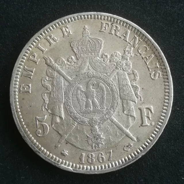 Très belle Qualité 5 Francs Argent Napoléon III 1867 A Paris !