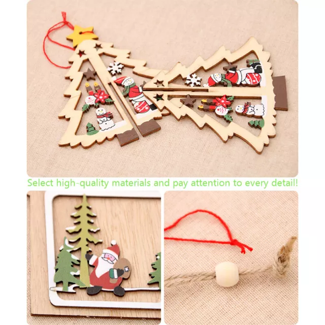 2023 Christmas Wooden Pendants Ornaments Creative Wood Craft Xmas Tree Ornament