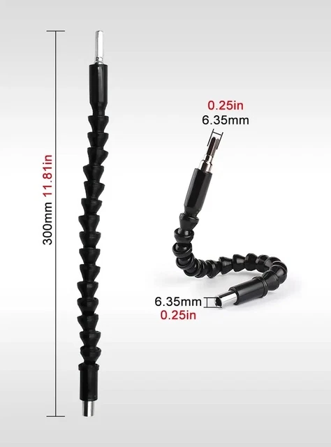 Kit D'Extension Flexible Pour Perceuse - 1 Rallonge 105°, 3 Adaptateurs Douille (1/4, 3/8, 1/2 Pouces)