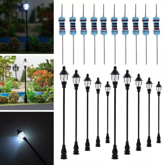 10 X OO / HO Gauge Led Street Light Model Train Railway Path Lamp Post 1:87