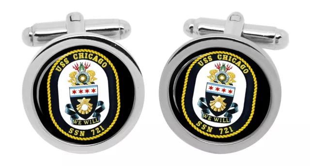 USS Chicago (SSN-721) Cufflinks in Box
