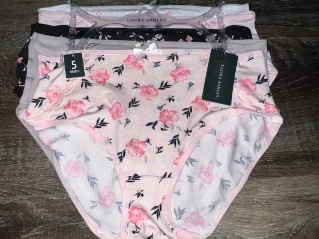 LAURA ASHLEY ~ Women's Brief Underwear Panties Floral 5-Pair Polyester (D)  ~ 2X $28.80 - PicClick