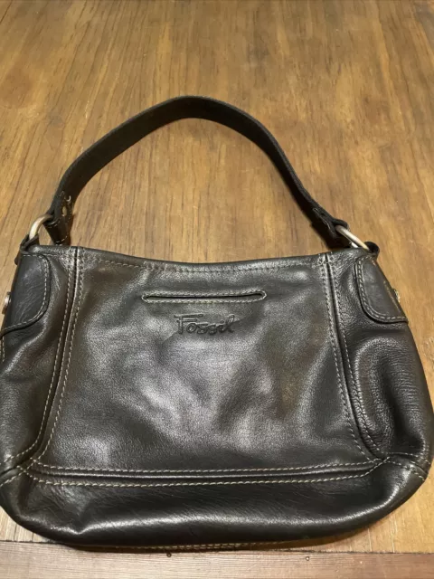 Fossil Soft Leather Black Shoulder Bag Purse 132921