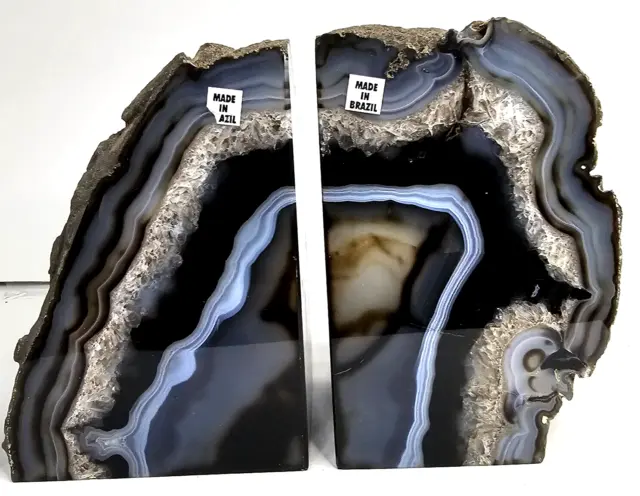 Achatgeoden-Paar  Druse Kristall Edelstein Achat Geode Bergkristall Quarz