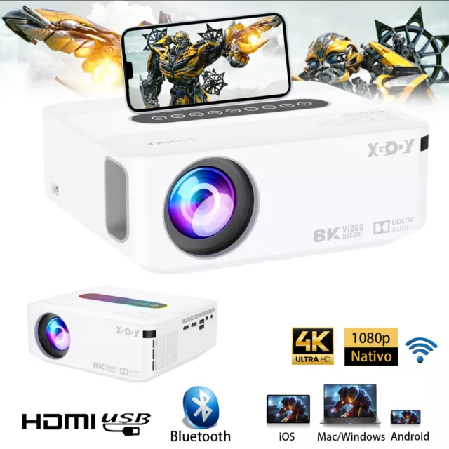 4K Portatile 1080P UHD Android LED 12000 Lm HDMI Home Video Proiettore domestico