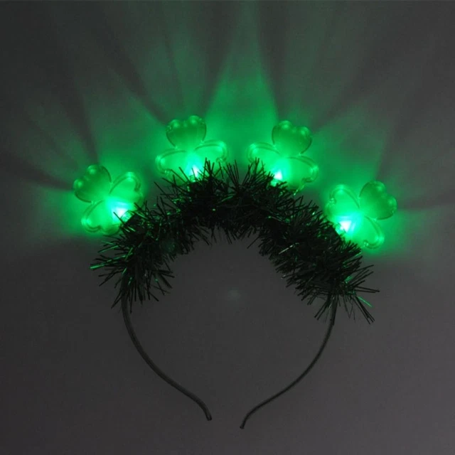 PHALIN Fascia Per Capelli San Patrizio Con Trifoglio E Strass – Cerchietto Largo Con Nodo E Scritta 'Lucky' – Accessorio Festa Irlandese