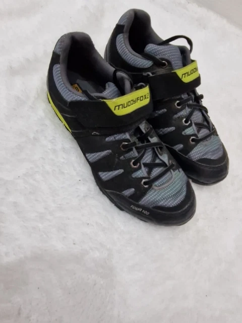 Muddyfox Black Grey Lace Up Full Cycling Shoes Tour 100 Trainers Sz 8