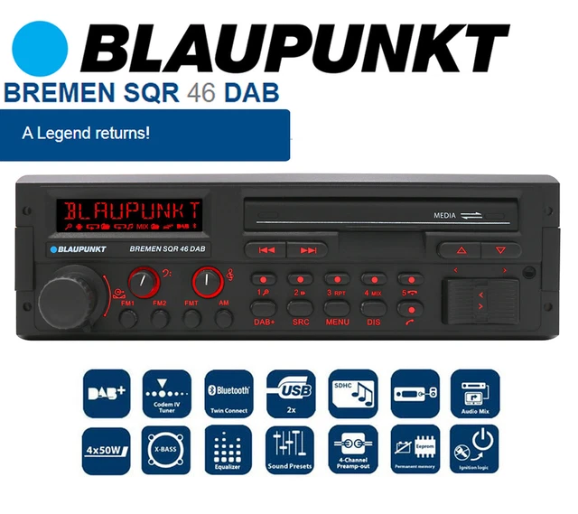 BLAUPUNKT BREMEN SQR 46 DAB Retro Auto Radio Mit Bluetooth USB MP3 Aux