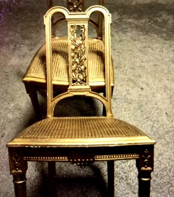 PAIRE de CHAISES Dorées STYLE LOUIS XVI Années 1910/20 Assises à Revoir:Galettes