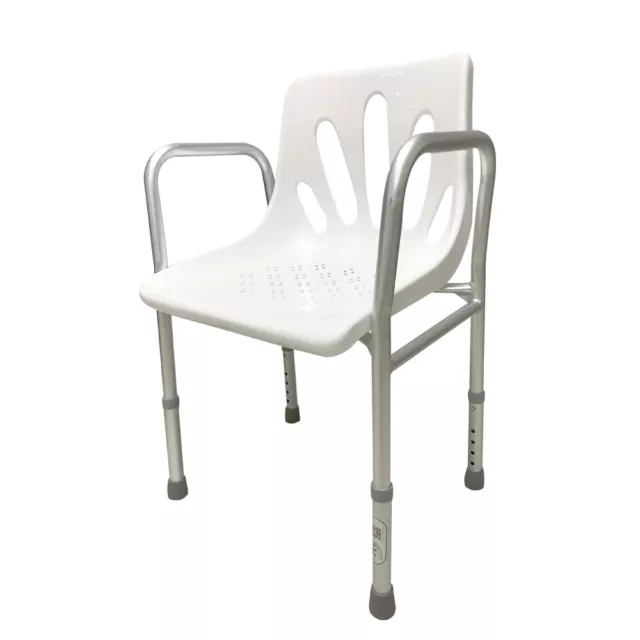 Aluminum Adjustable Medical Shower Chair Bathtub Bench Bath Seat Stool Back Arms