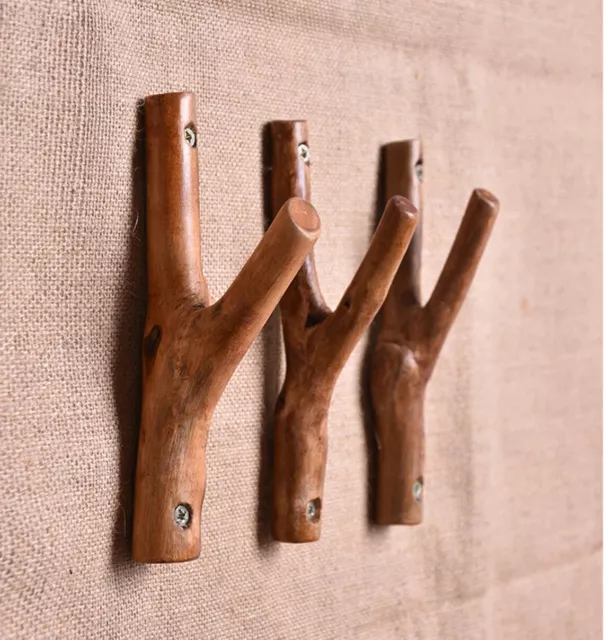 Nordic Solid Wood Creative Tree Branch Hook Retro Log Branch Porch Door Homestay 3