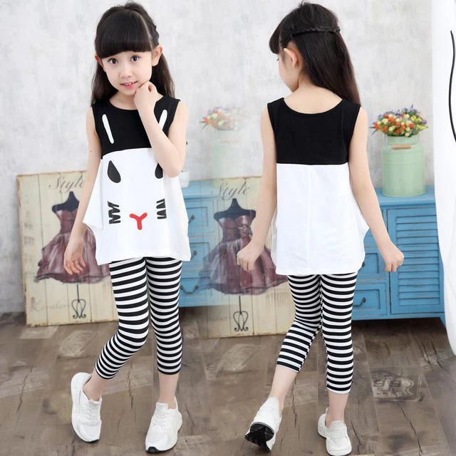 Set abiti alla moda bambina simpatici gatti bambini vestiti