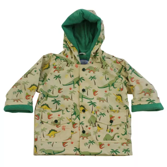 Powell & Craft Toddler Boys 1-2 Years Cream & Greens Dinosaur Print Raincoat