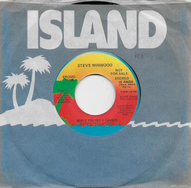 STEVE WINWOOD While You See A Chance promo 45 from 1980 9.99 PicClick