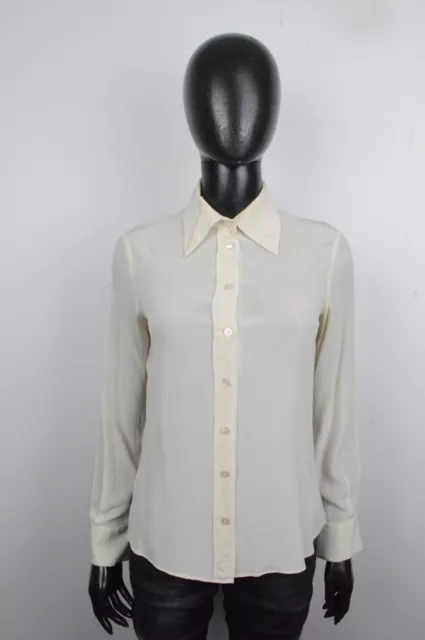 Camicia Moschino Taglia 40 Donna Camicetta Blusa in Seta Beige Women's Shirt