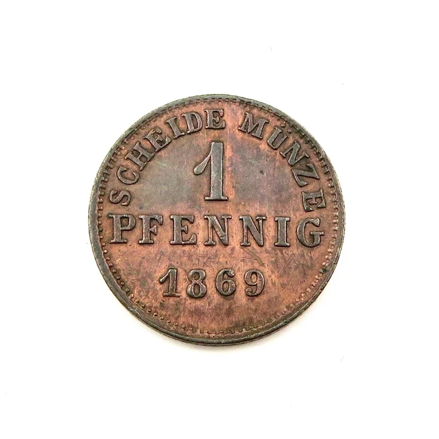 Germany 1869 1 Pfennig RED BROWN UNC Uncirculated Condition WOW !!! 🌞