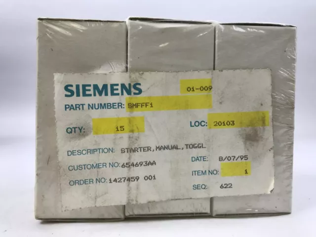 Siemens Smf Ff1 Manuel Starter,1P Toggle, 277V/1Hp, 230Vdc/.75Hp, New (Lot Of 3)