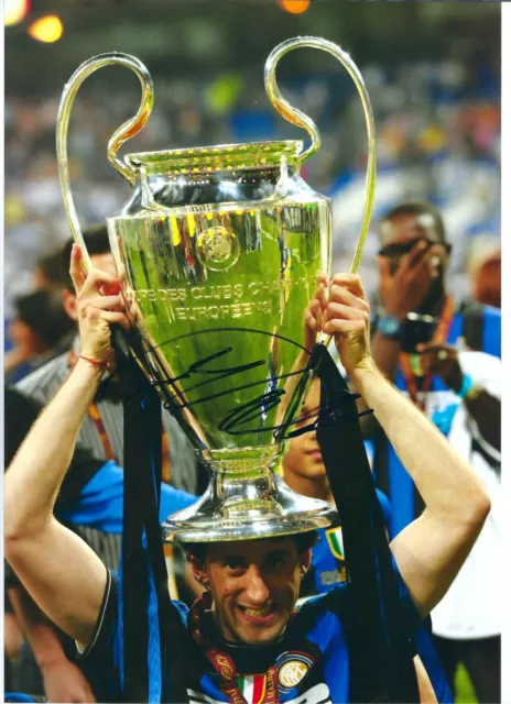 Diego Milito Inter Milan Champions League Hand Signed A4 Photo With Coa (1)