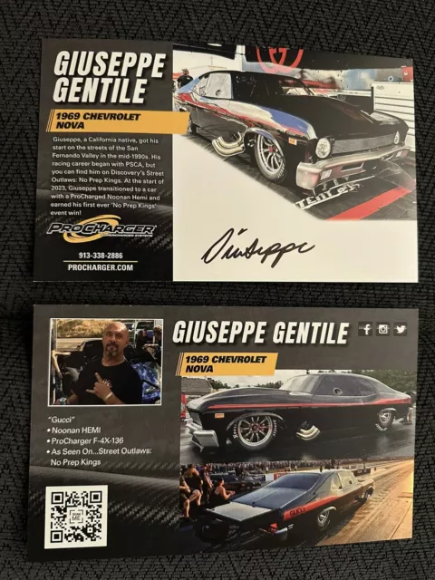 Giuseppe Gentile Signed Street Outlaws Promo Card 2023 PRI Show Pro Charger